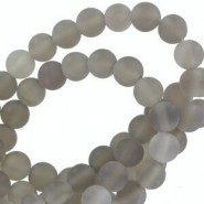 Natural stone beads round 6mm matte Grey agate
